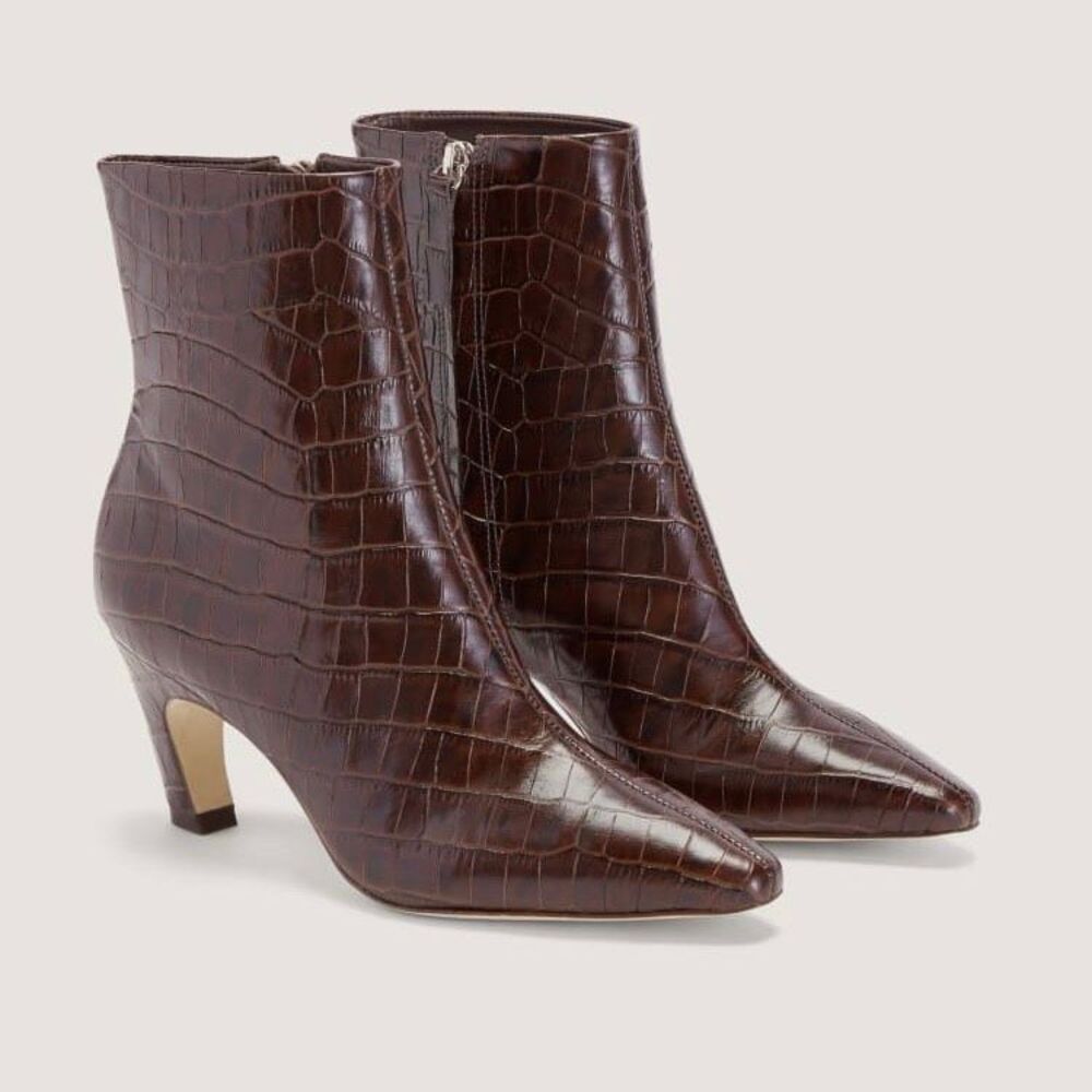 Everlane Brown Croc-Embossed Banana Heeled Boots